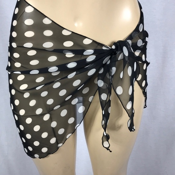 Zuliana Black & White Polka Dot Tie Sarong Bundle. Made in USA. New With Tags - Picture 3 of 9